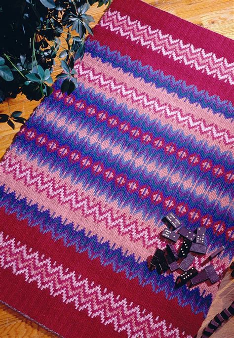 Spacing of warp stripes add. . Swedish rosepath weaving